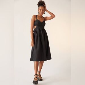 Maeve Anthropologie Sz 4 Black Bow-Back Midi Dress